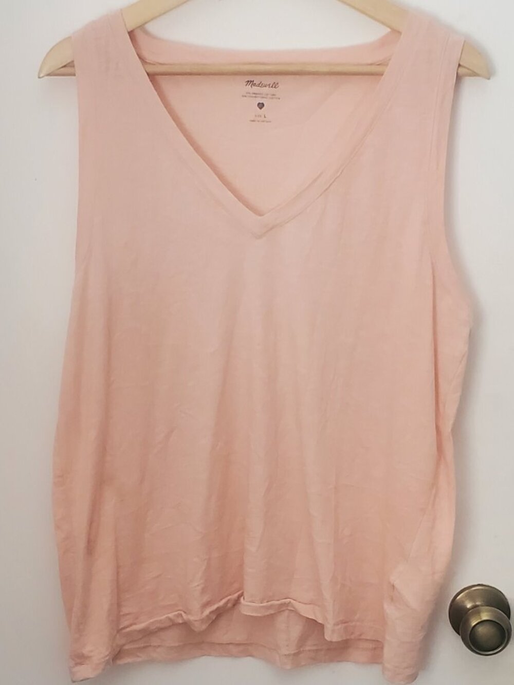 Madewell Light Pink V-Neck Tank Top Women's Size L